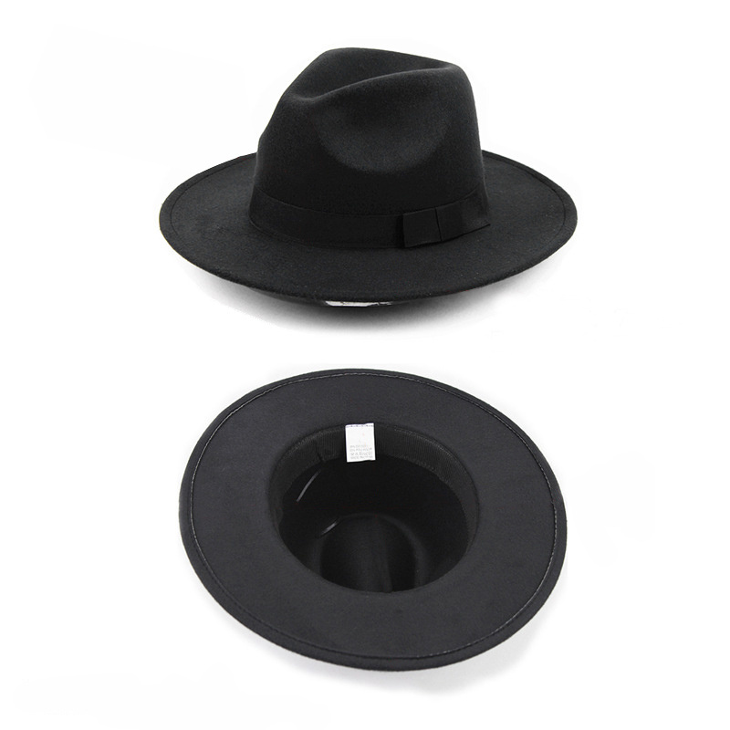 Wholesale Hot Sale Wool Felt Warm Jazz Panama Hat Custom Color Unisex Wide Brim Fedora hat with Ribbon Belt for Men Women