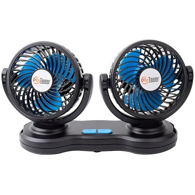 Dual Head USB Rechargeable Fan Electric Car Cooling Fan 180 Degree Rotatable Car Fan for Car SUV RV Boat Auto Vehicles