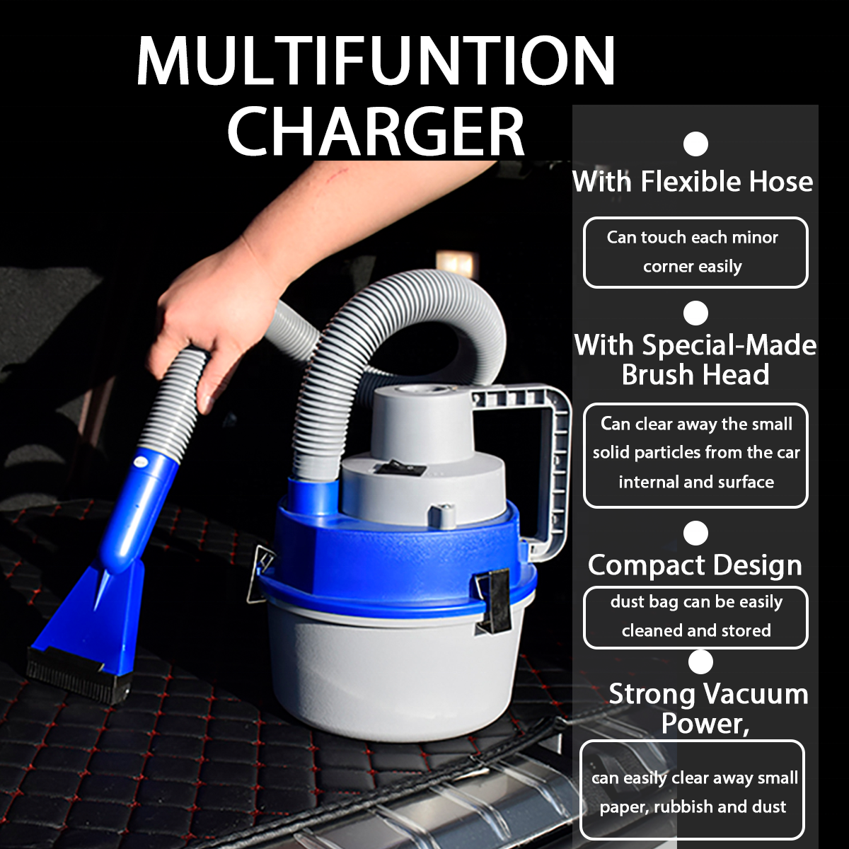 High-Pressure 12V Car Steam Cleaner Wet and Dry Vacuum Cleaner for Effective Car Cleaning