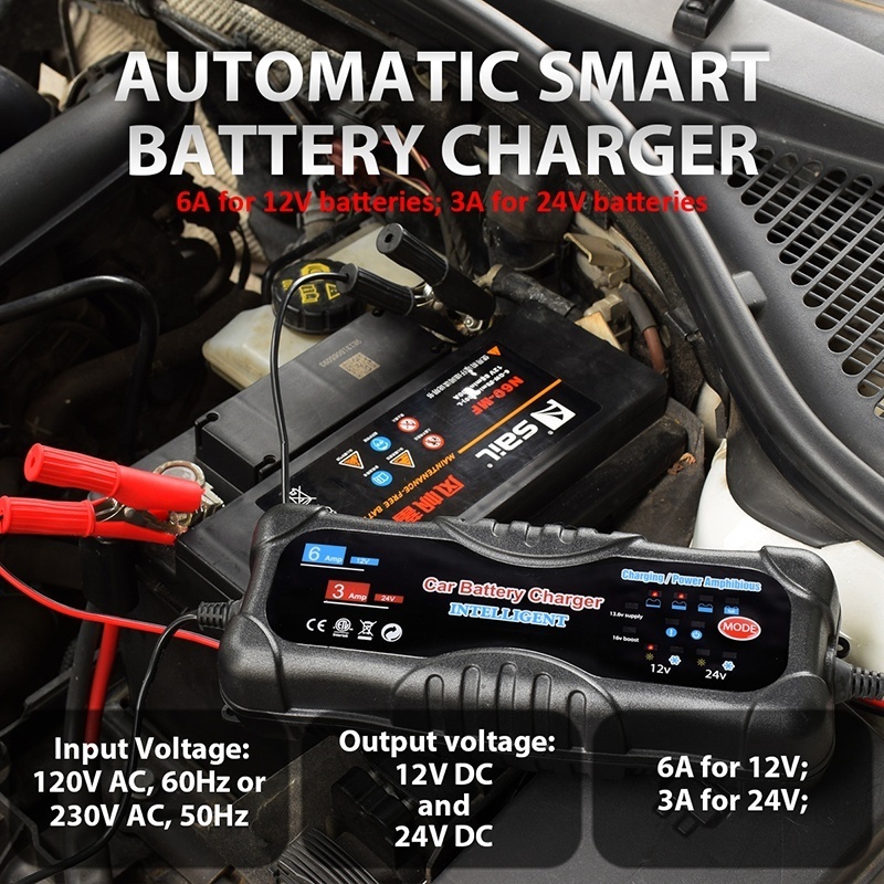 Automatic 12V/24V Charger for Lead Acid Batteries with 12V DC Power Supply Mode and Battery Desulfator Mode Voltage 240V