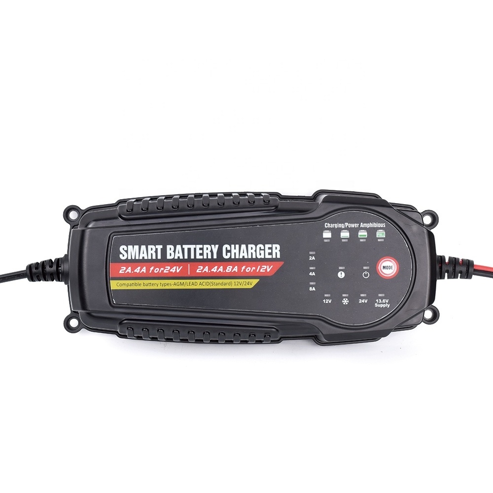 8A Automotive Battery Charger 12v / 24v Smart Battery Maintainer Trickle Charger For Car Motorcycle Boat Marine