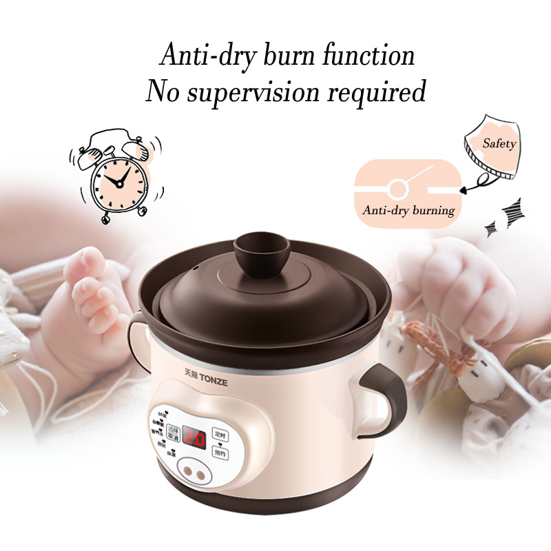 Tonze OEM Slow Cooker Portable Multi Use Electric Purple Clay Stew Pot Healthy Baby Food Crock pot Cooker