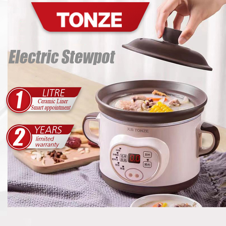 Tonze OEM Slow Cooker Portable Multi Use Electric Purple Clay Stew Pot Healthy Baby Food Crock pot Cooker