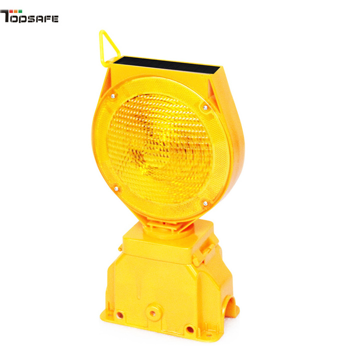 solar powered barricade flashing led traffic warning lamp light