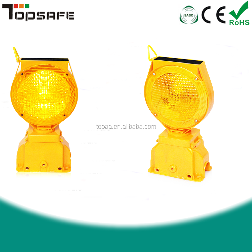 solar powered barricade flashing led traffic warning lamp light