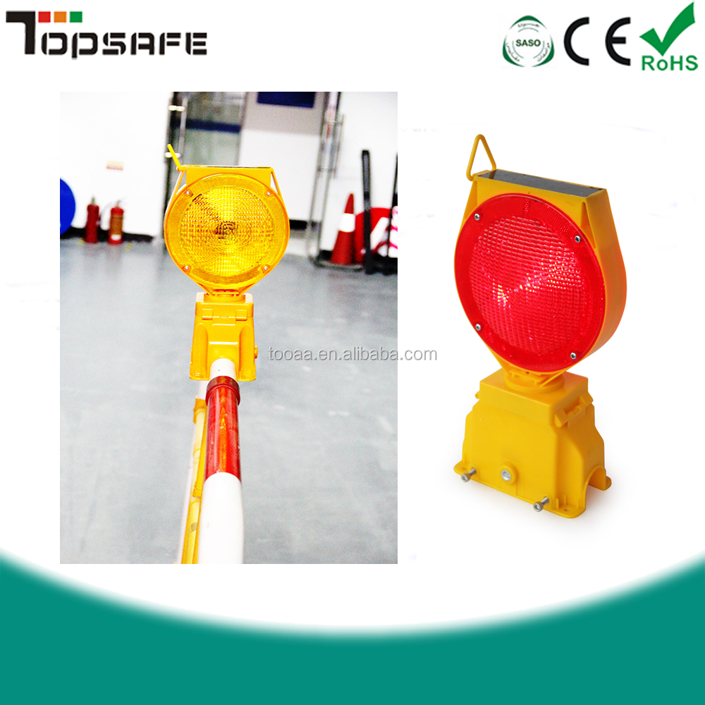 solar powered barricade flashing led traffic warning lamp light