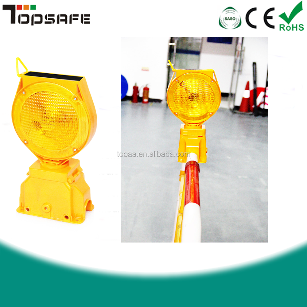 solar powered barricade flashing led traffic warning lamp light