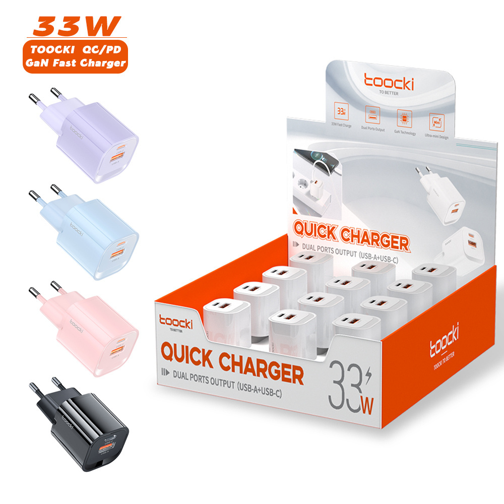 Toocki Mini PD 33W USB Charger Multifunction Chargers PD3.0 30W Fast Charging USB-C Power Adapter Type-C dual port charger