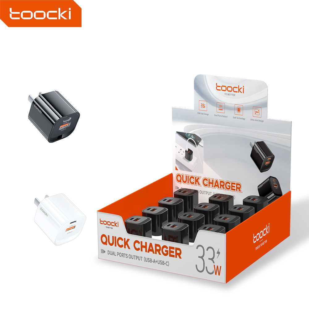 Toocki Mini PD 33W USB Charger Multifunction Chargers PD3.0 30W Fast Charging USB-C Power Adapter Type-C dual port charger