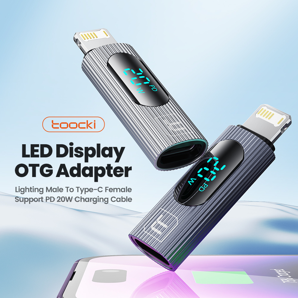 Toocki  Wholesale on Stock  digital display usb type c to 3.5mm headphone jack otg  pour adapter