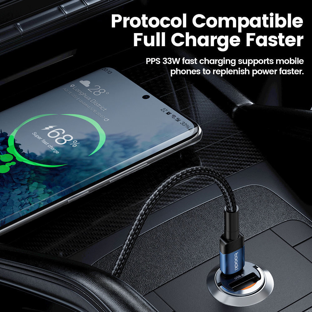 Toocki 33W Car USB Charger Dual-port Output Fast Charging Aluminum Alloy Car Charger for Car