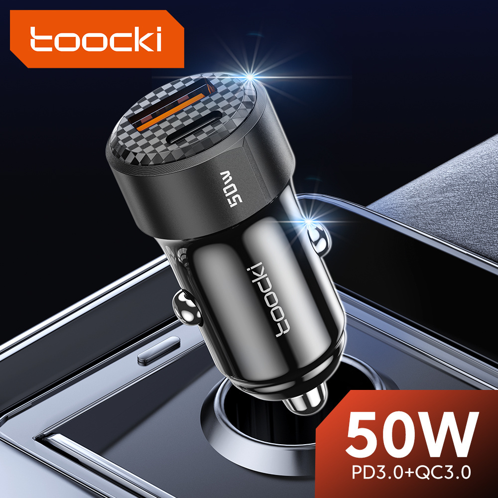 Toocki New Design 50W Universal Mobile Car Chargers Power A Type And Type-C Port Car Charger