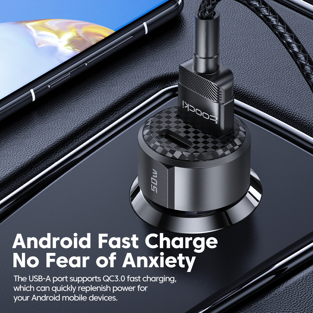 Toocki New Design 50W Universal Mobile Car Chargers Power A Type And Type-C Port Car Charger