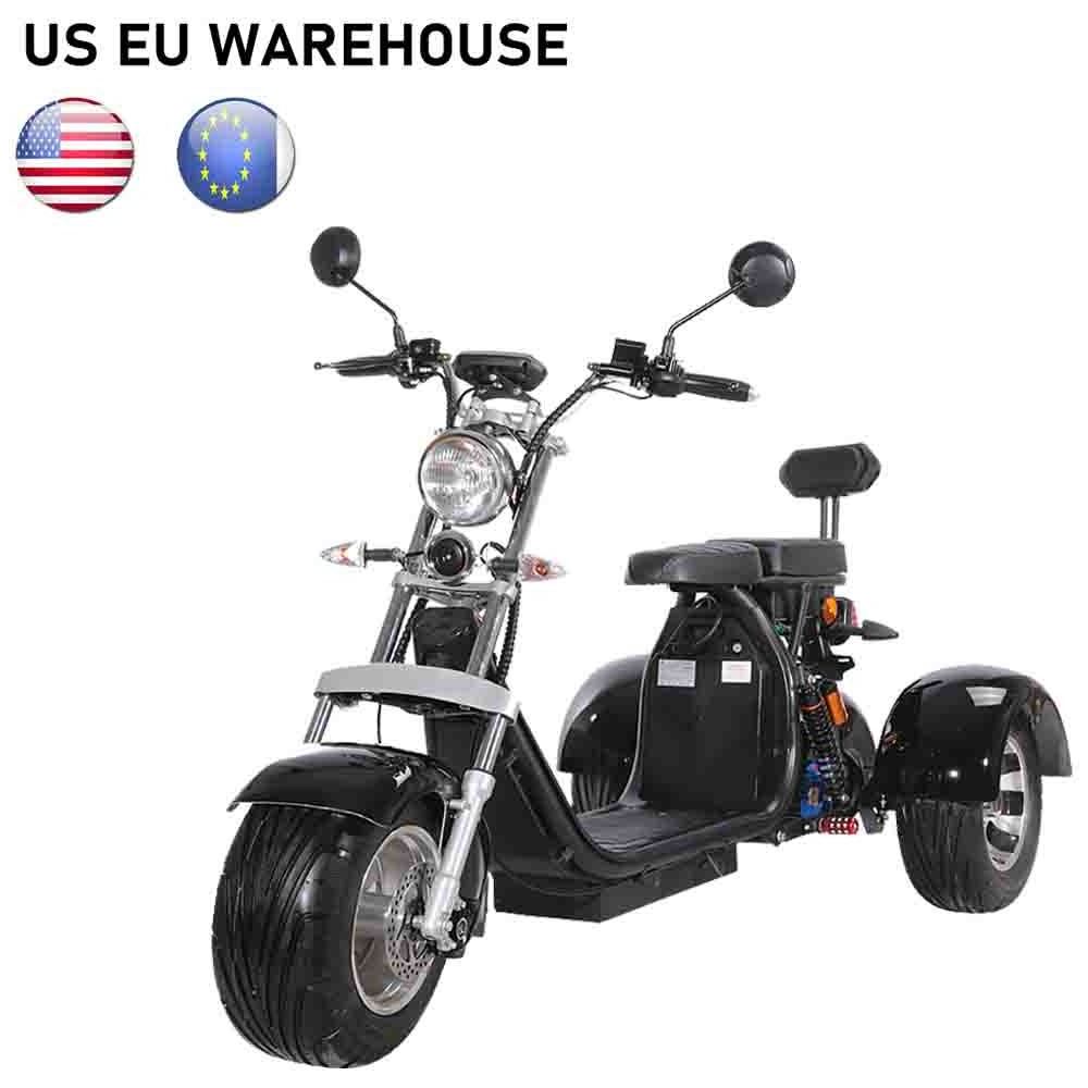 EEC  big wheel tricycle adult electric scooter 50km range woqu three wheel citycoco motorcycles