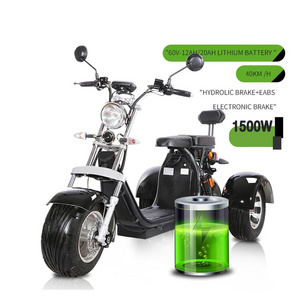 EEC  big wheel tricycle adult electric scooter 50km range woqu three wheel citycoco motorcycles