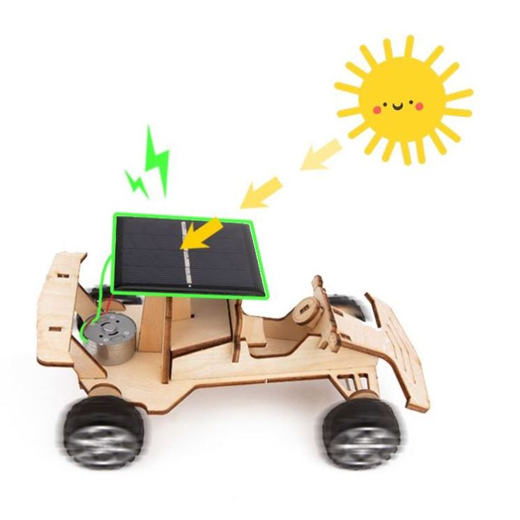 Children's 3D Wooden Puzzle Cars Solar Racing Car Wood DIY Craft Science Games Toys for Kids Play