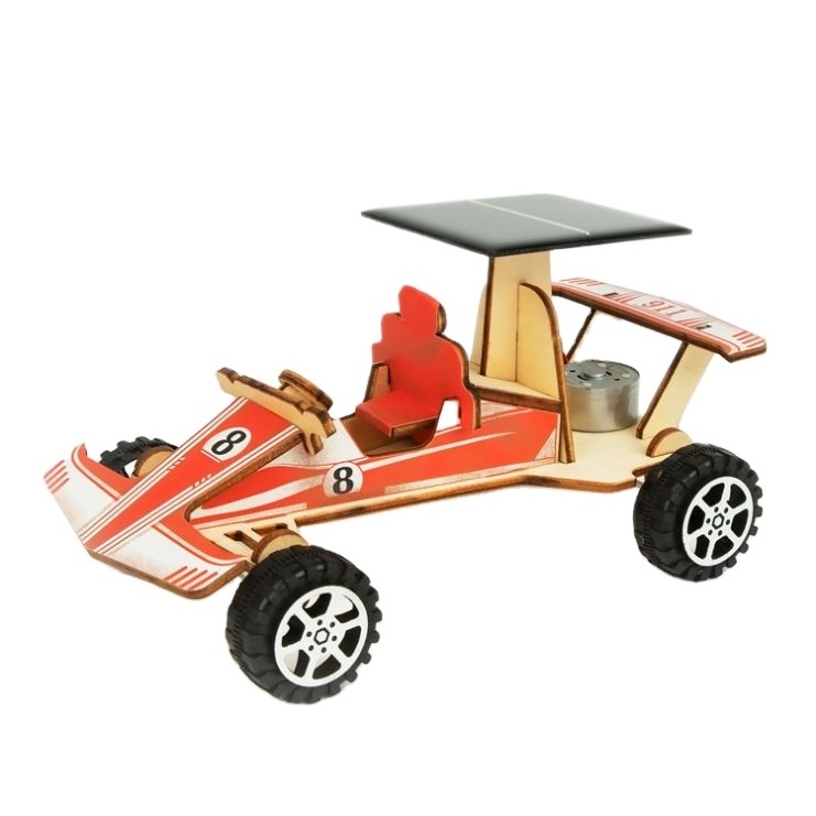 Children's 3D Wooden Puzzle Cars Solar Racing Car Wood DIY Craft Science Games Toys for Kids Play