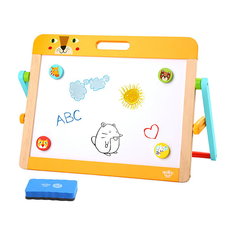 Magic Art Wood Tabletop Easel Learning Toy  Erasable Magnetic Pen Drawing Board for Kids