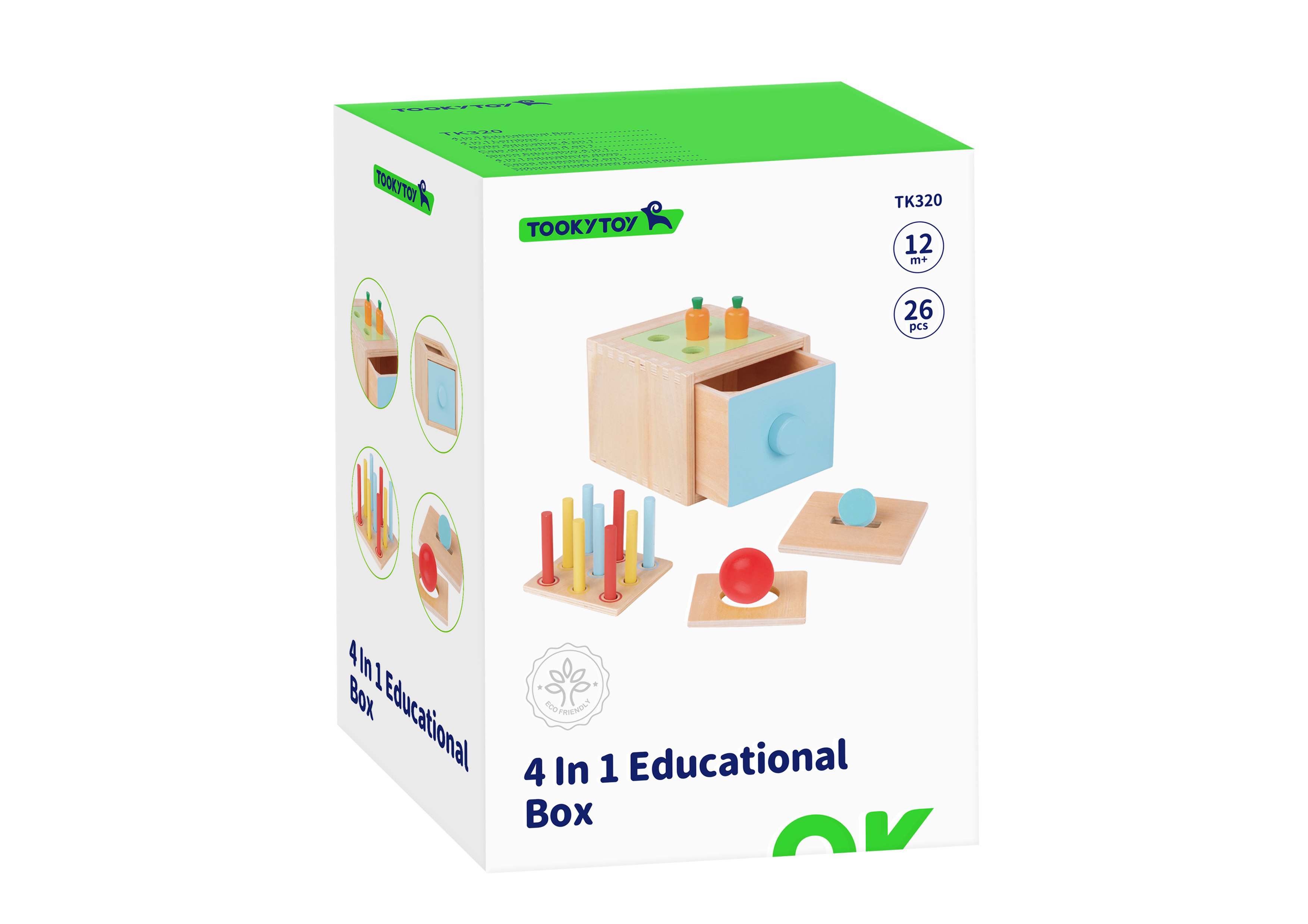 Wooden 4 In 1 Educational Box Carrot Shape Sorter Coin Box Wooden Toy Montessori Toys for Kids