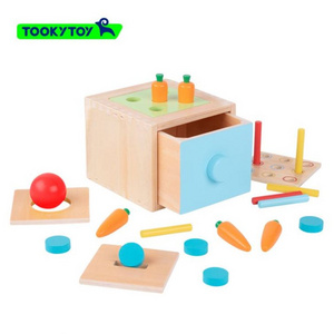 Wooden 4 In 1 Educational Box Carrot Shape Sorter Coin Box Wooden Toy Montessori Toys for Kids