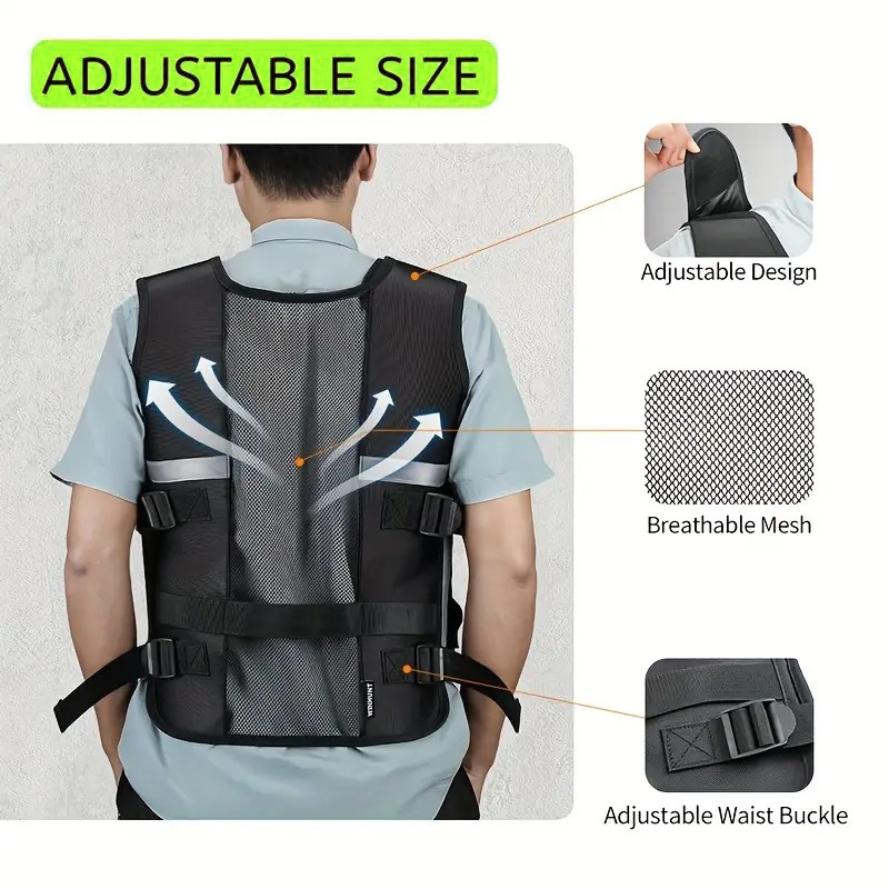 Tool Vest Breathable Adjustable Multi-pocket Reflective Strips Tool Organizer for Electrician Carpenters