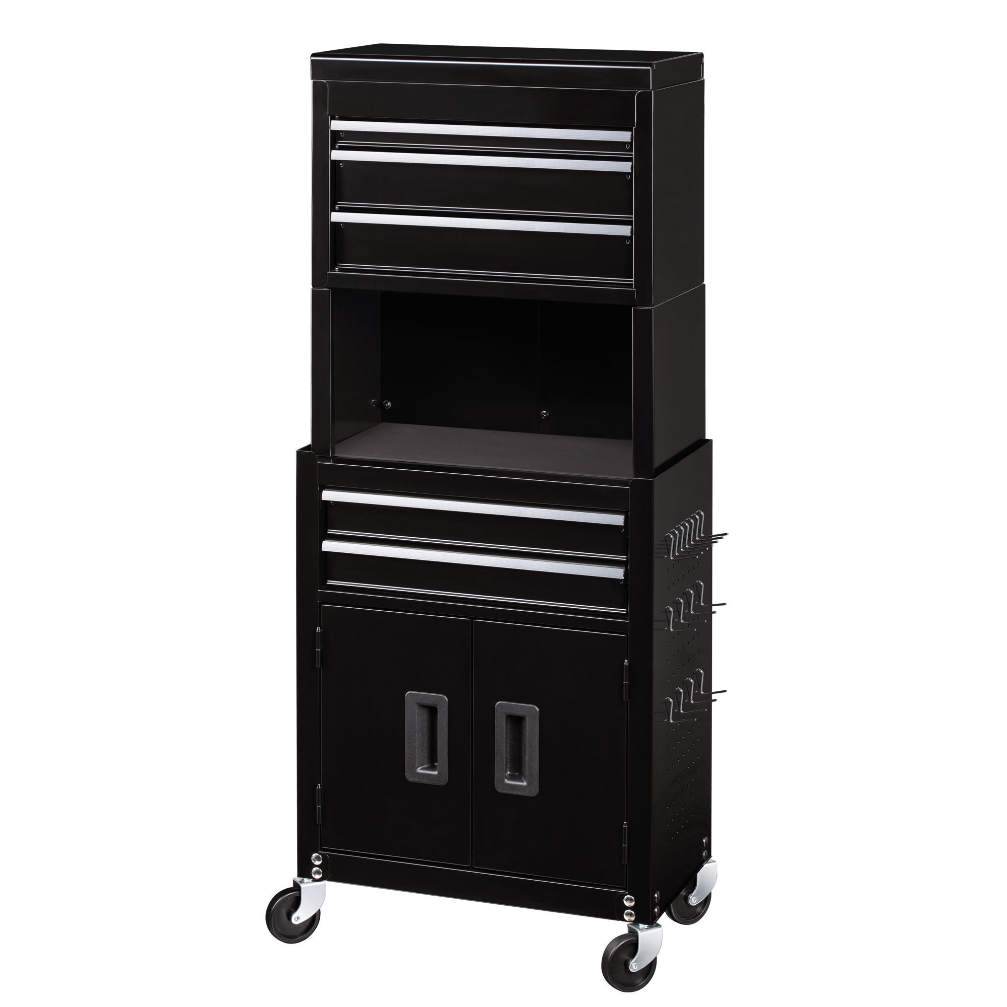 Rolling Tool Chest Tool Cabinet Combo with 5 Ball-bearing Slides Drawers and Pegboard Holes