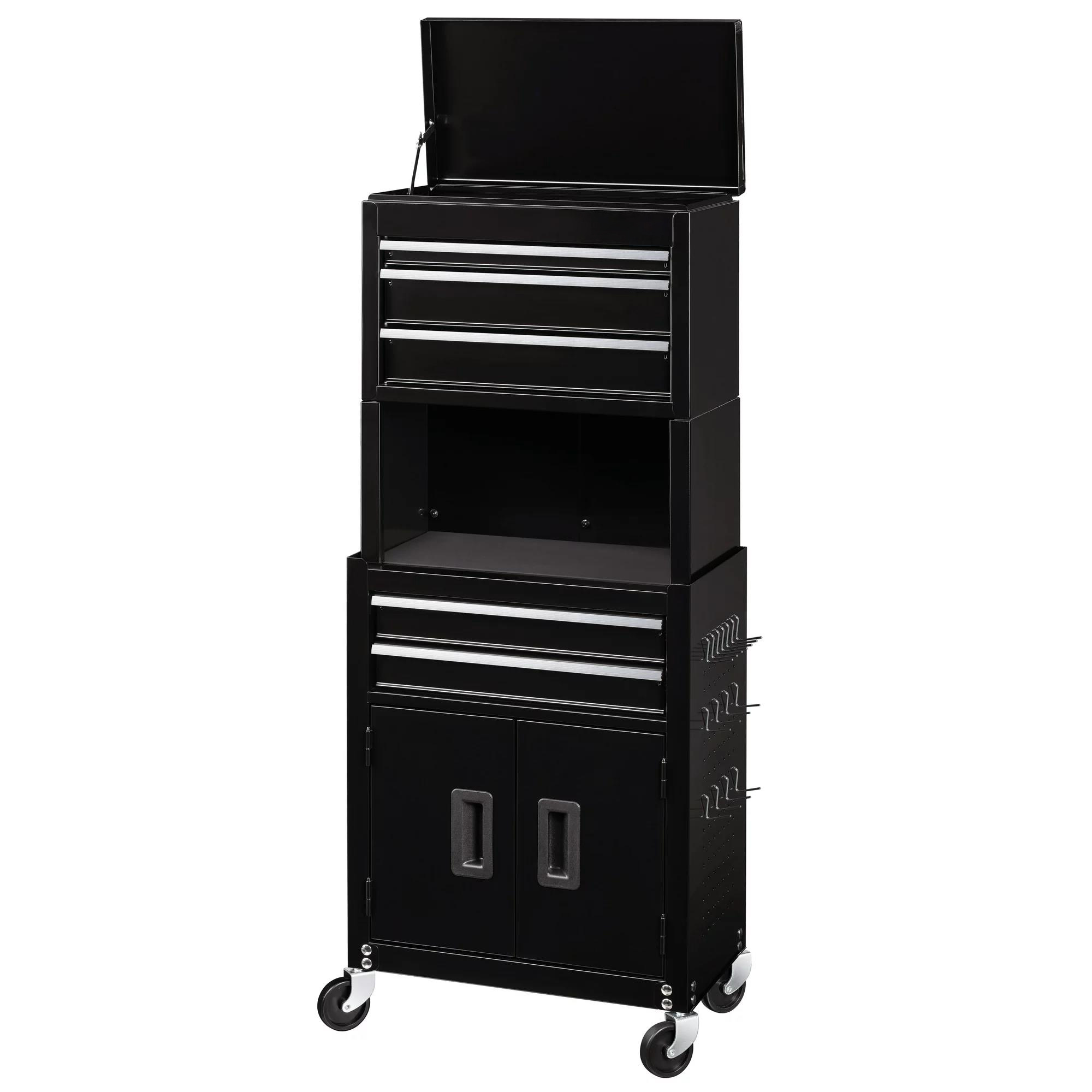 Rolling Tool Chest Tool Cabinet Combo with 5 Ball-bearing Slides Drawers and Pegboard Holes