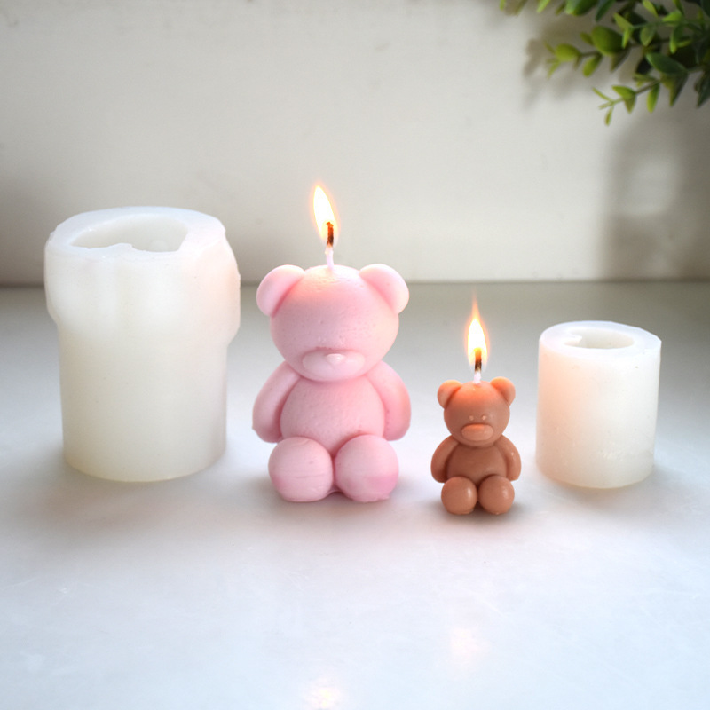 Cute Polar Bear Scented Candle Mold Bear Silicone Soap Mold Custom Logo Silicone Moulds for Candles Making Home Decoration 20pcs