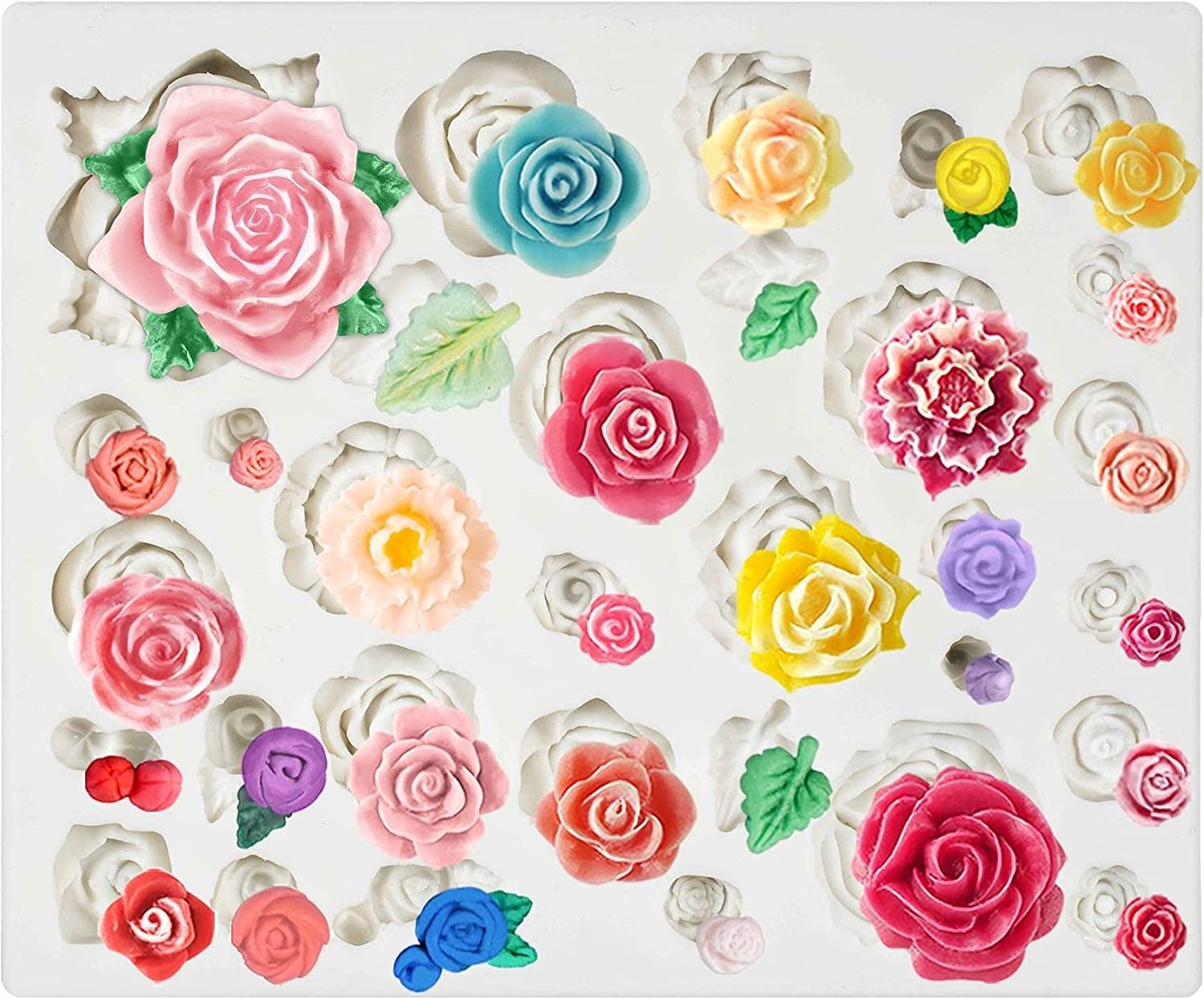 Roses Flowrings Sett Candy Silicone Mold for Sugaramgft Cake Decoration 3D Fondant Mold Flowers Custom Logo Moulds Cake Tools