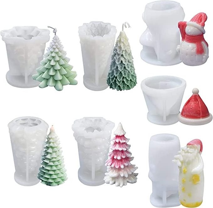 3D Christmas Tree Shape Silicone Resin Epoxy Mold for DIY Casting Aromatherapy Wax Candles Hone Decor Christmas Tree Candle Mold