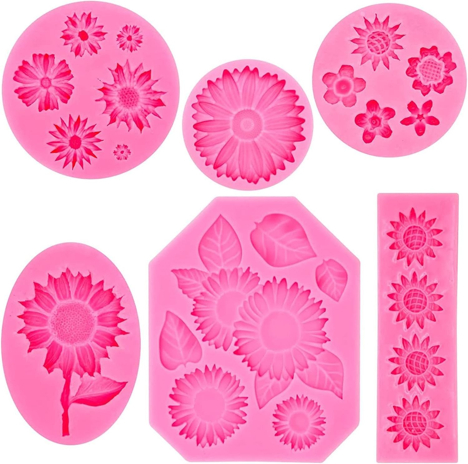 Multiple Flowerisiliconent Silicone Mold Candle Flower Decoration Mold Custom Logo Moulds Fplasticn with Hole Daisy Flower 20pcs