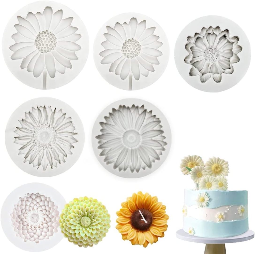 Multiple Flowerisiliconent Silicone Mold Candle Flower Decoration Mold Custom Logo Moulds Fplasticn with Hole Daisy Flower 20pcs