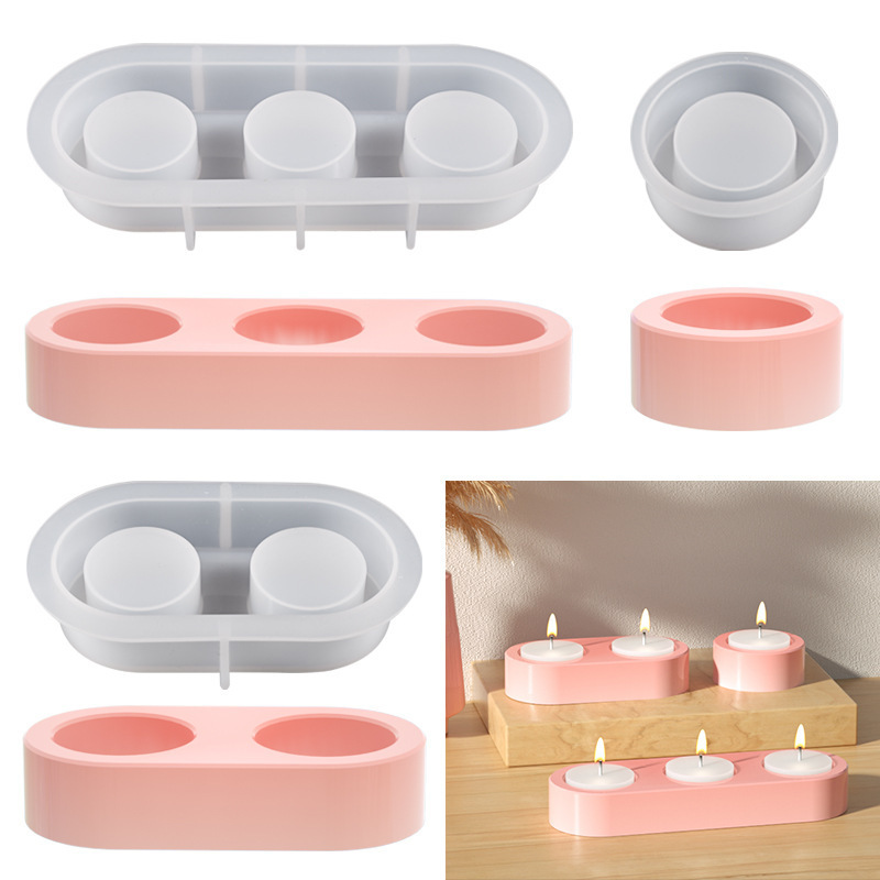 Concrete Silicone Mould DIY Cement Candlestick Holders Making Tools Silicone Concrete Cement Candle Jar Holder Molds Poly Bag