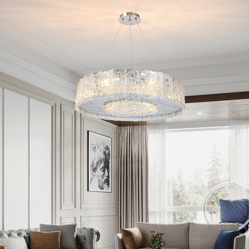 Modern Style Chandelier Fashion Round Glass Lamp For Foyer Bedroom Restaurant Decoration Chrome Stainless Steel Lighting Fixture