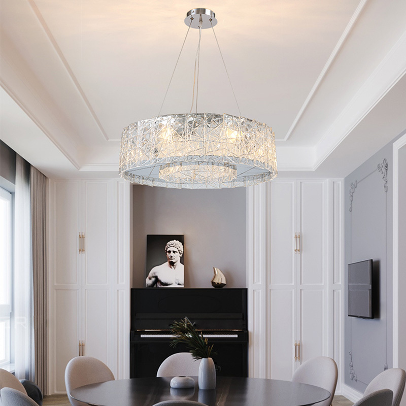 Modern Style Chandelier Fashion Round Glass Lamp For Foyer Bedroom Restaurant Decoration Chrome Stainless Steel Lighting Fixture