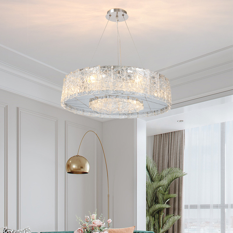 Modern Style Chandelier Fashion Round Glass Lamp For Foyer Bedroom Restaurant Decoration Chrome Stainless Steel Lighting Fixture