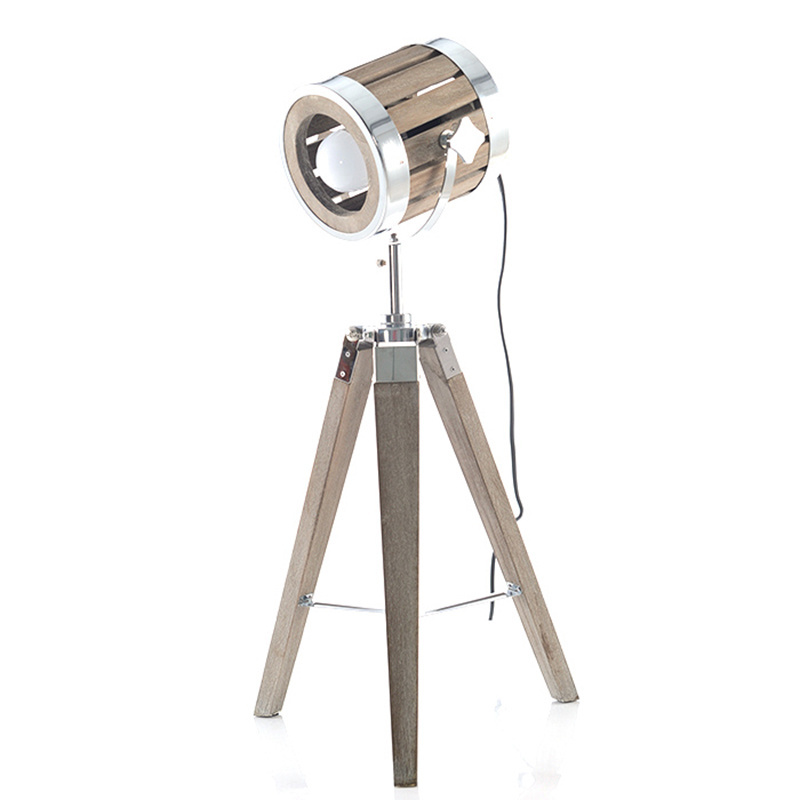 Industrial Style Wood Art Tripod Base Desk Lamp Retro Metal Lampshade Table Lamp Creative Reading Light E27 Bulb