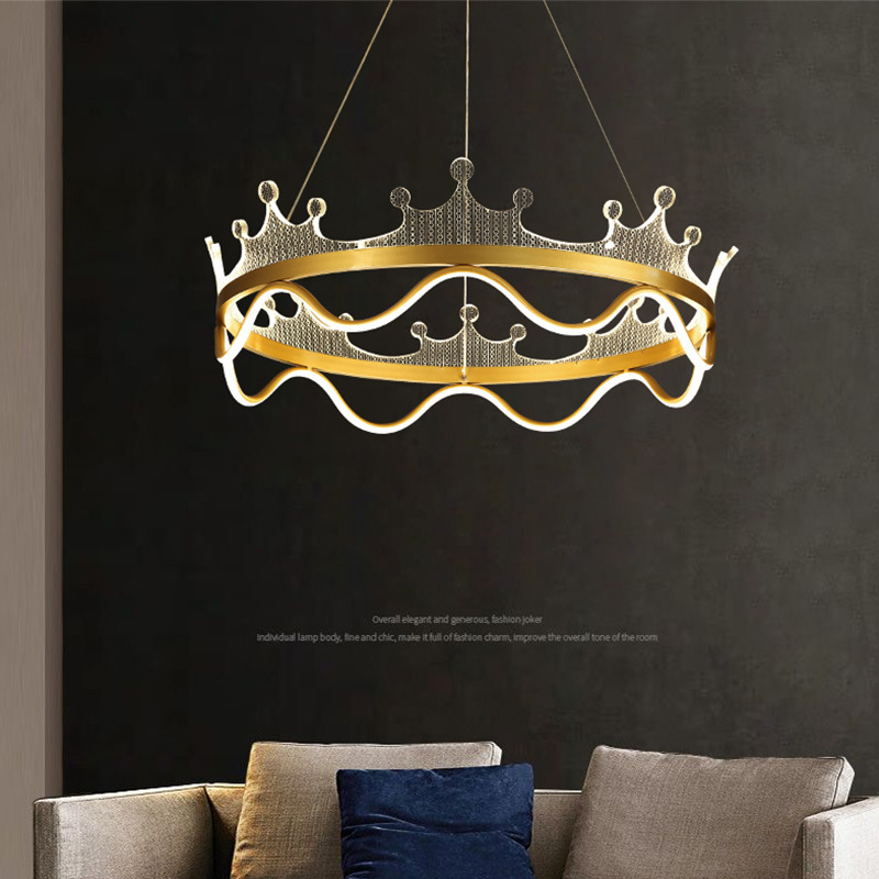 2020 New Creative Round Foyer Bedroom Children's Room Crown Pendant Lights Designer Nordic Simple Metal Lighting Fixtures