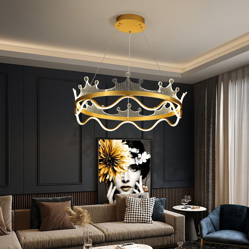 2020 New Creative Round Foyer Bedroom Children's Room Crown Pendant Lights Designer Nordic Simple Metal Lighting Fixtures