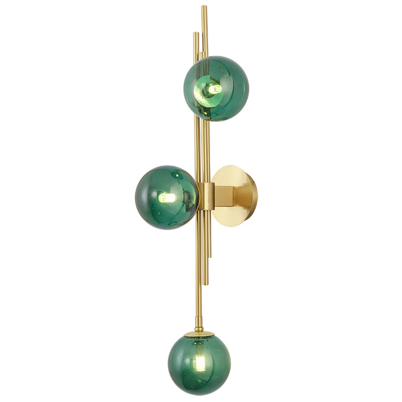 American Style LED Wall Lamp Creative Green Clear Hotel Foyer Bedroom Glass Wall Sconces Modern Simple Art Deco Lighting