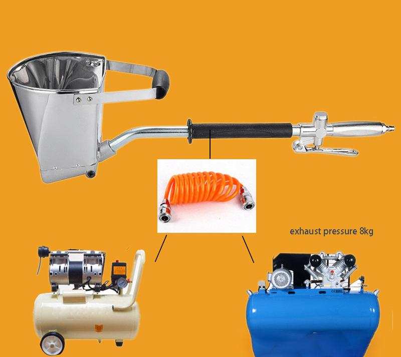 Air Stucco Mortar Sprayer Pneumatic Wall Mortar shotcrete Shovel Hopper Cement Mortar Sand Blasting Spray Gun