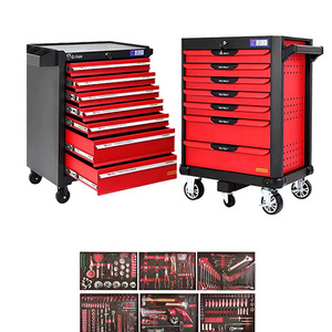 Customized garage workshop drawer type handcart with 7 drawers tool cabinet and stainless steel manual toolbox