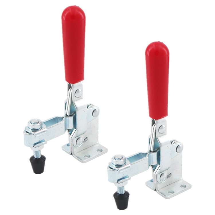 2 PK TOOLON Metal Vertical Toggle Clamp 101D Handled Quick Release Flat Base Slotted Arm Hold Down Pressure 180kg /397lb