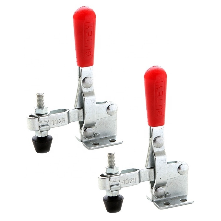 2 Piece TOOLON Metal Toggle Clamp 102B Vertical Handled U Shaped Arm Flange Base 100KG Holding Antislip Woodworking Hand Tool