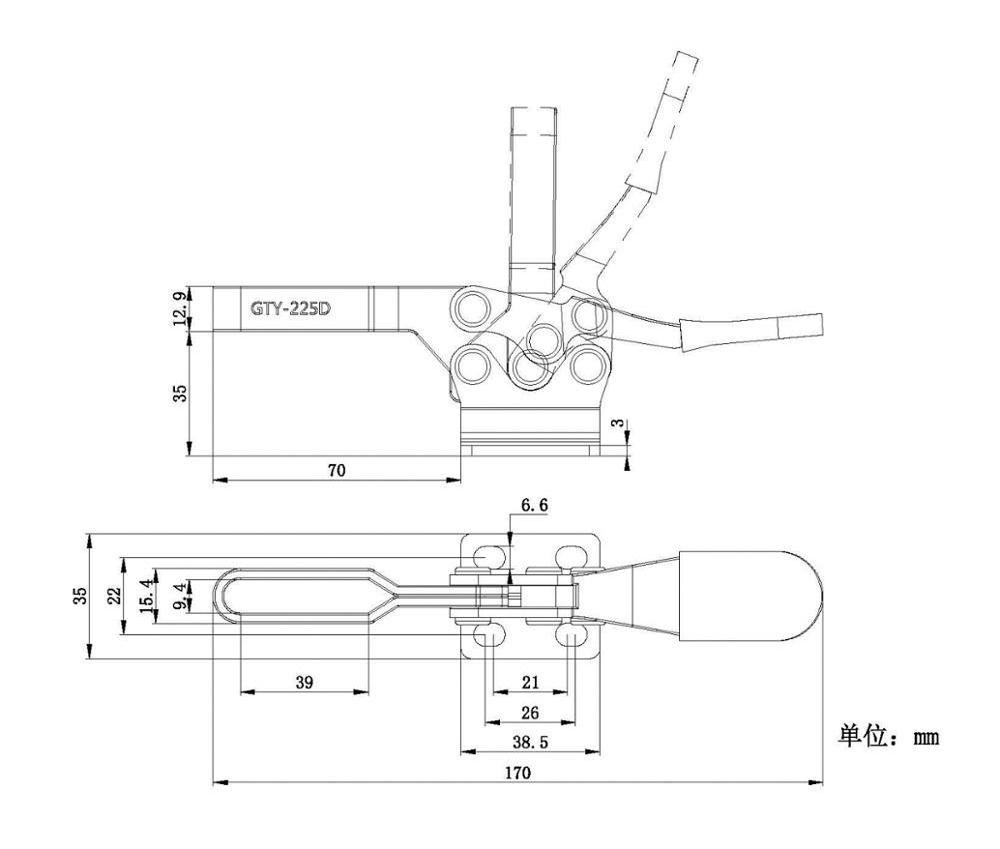 Destaco 225 - D Horizontal Handle latch other hand tools toggle press 90 degree steel pull clamp