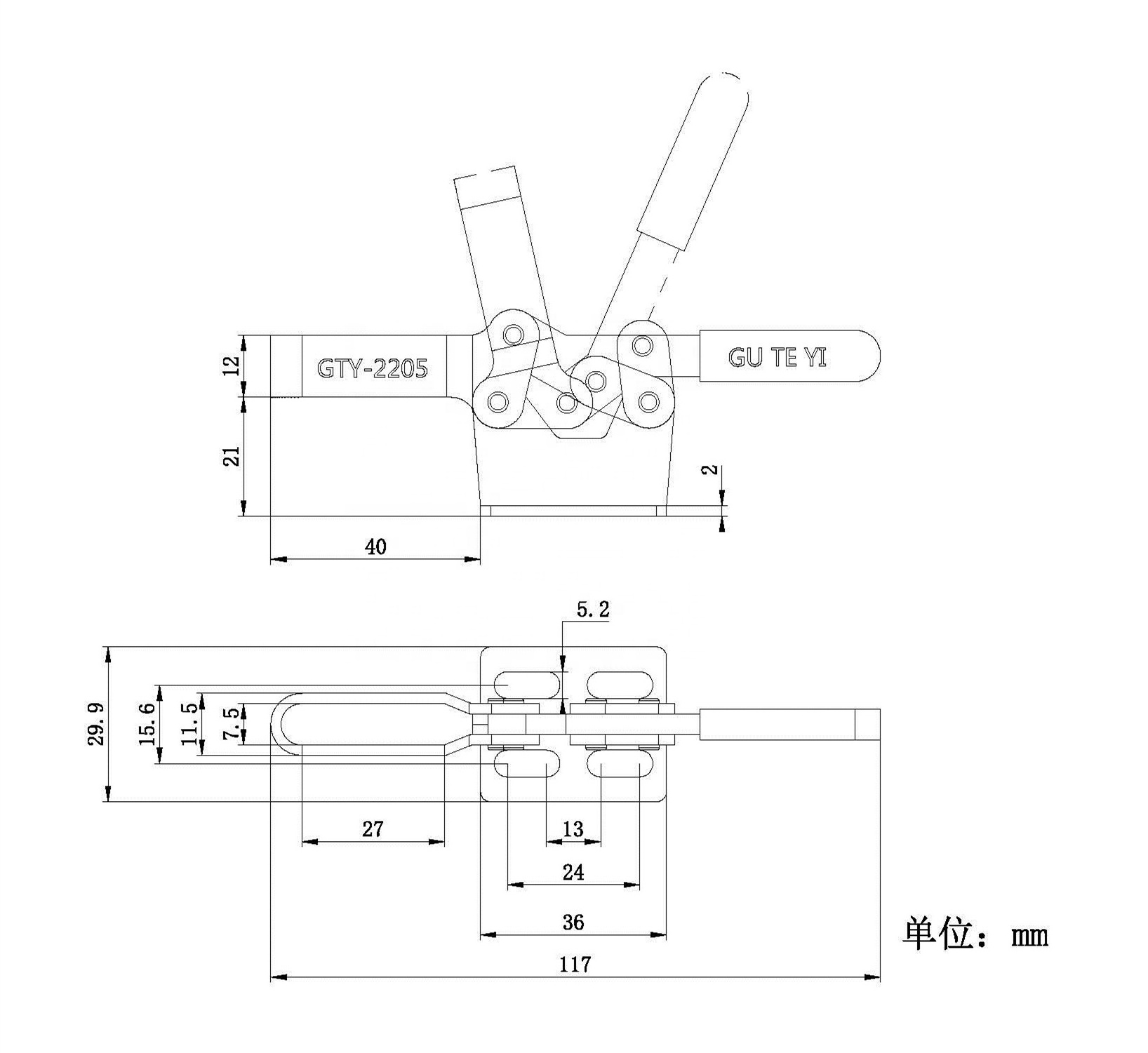 Factory Directly Hold Down Toggle Clamp Woodworking 2205 for Woodworking Horizontal Clamp Cam Clamp Quick Release for CNC