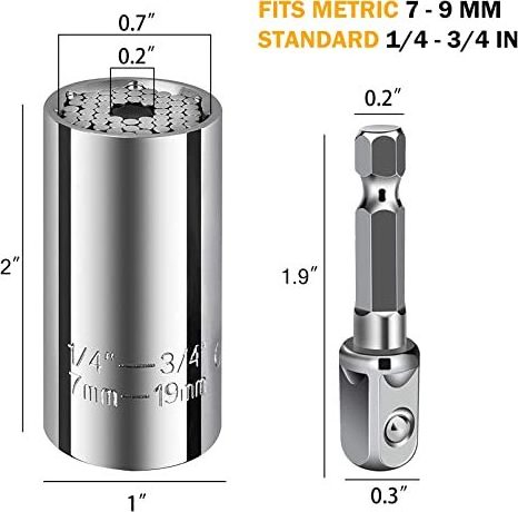 2024 new products Custom Socket Wrench Set with Power Drill Adapter Universal Wrench 7-19mm (1/4