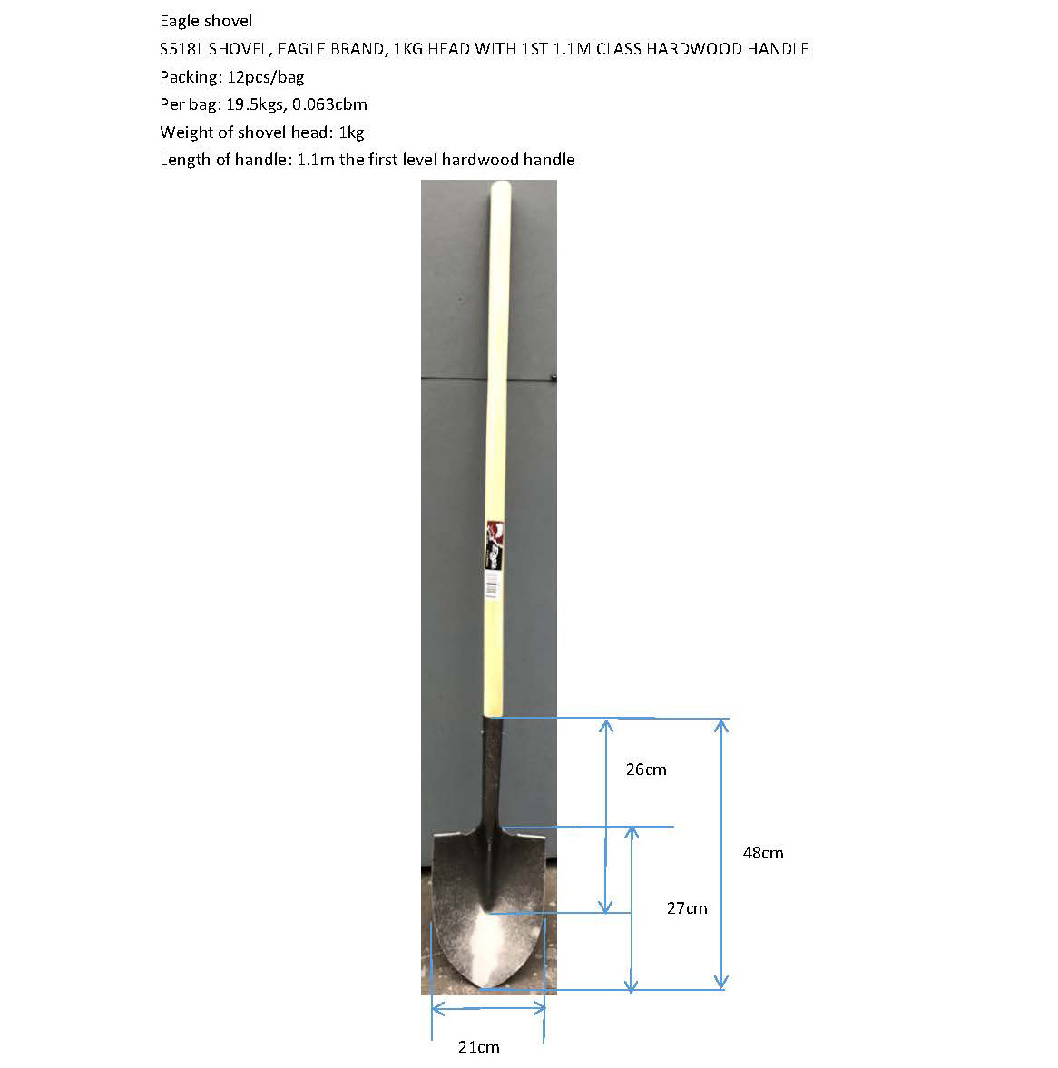 High quality spades digging garden metal steel round construction shovel with wooden handle