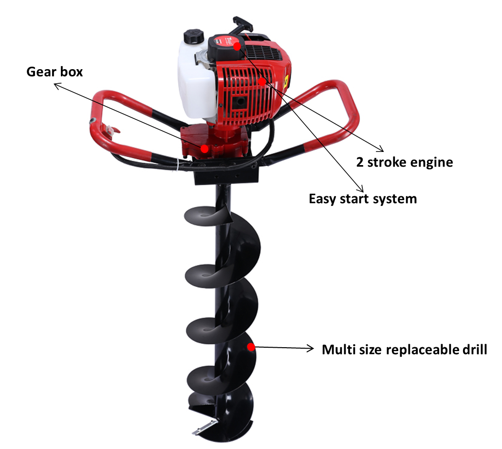 Garden tools 62cc earth auger machine post hole digger tree planting soil augers for sale