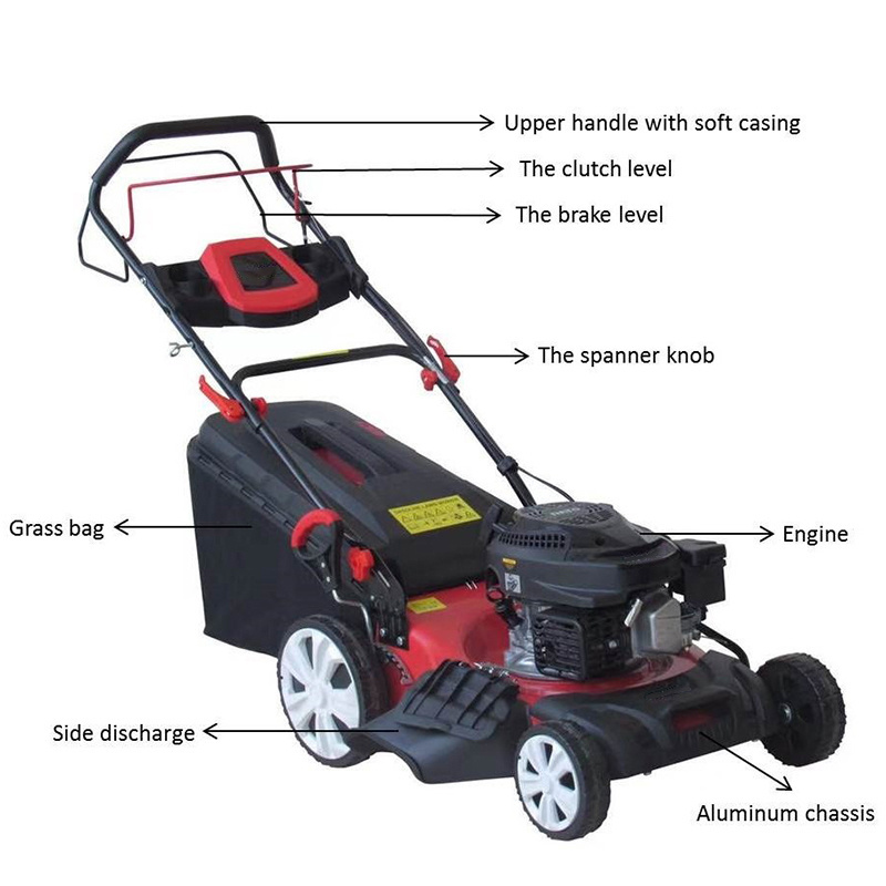 144CC Commercial cordless self-propelled petrol gas power garden grass cutting machine lawn mower